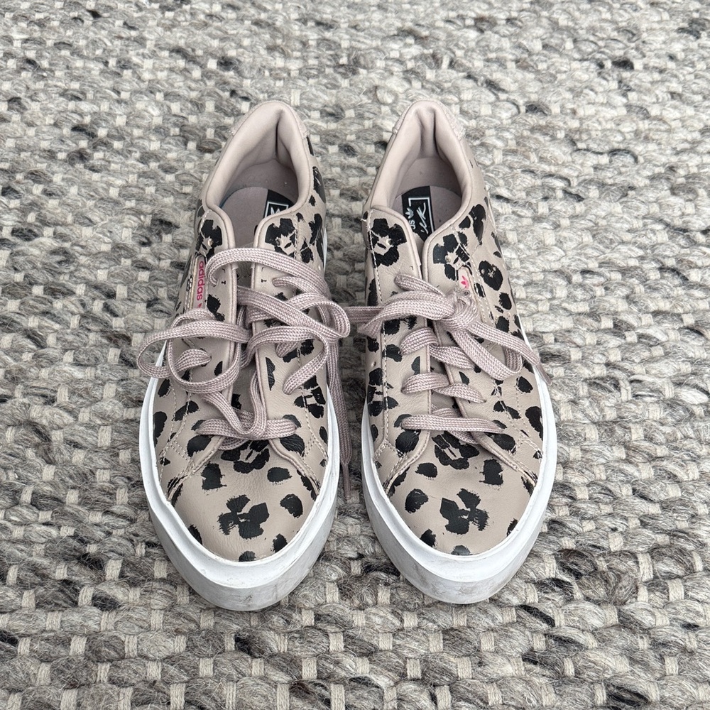 adidas Beige and Black Leopard Sneakers